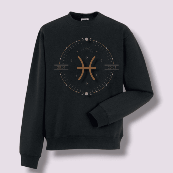 juodas bliuzonas su zodiako ženklu žuvys